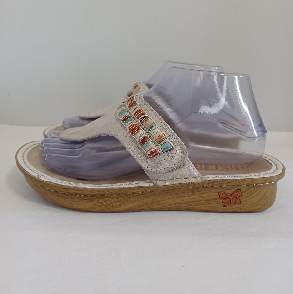 Alegria Women's Vanessa thong Sandals silver Gold size 37. VAN-261 - Picture 3 of 11